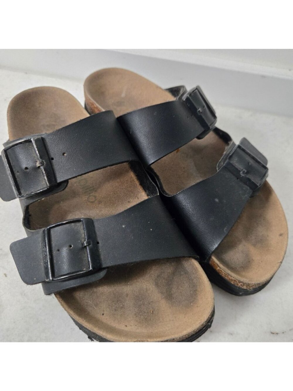 Birkenstock Papillio Arizona Size 8 Black Birko-Flor Platform Sandals Vegan - Picture 8 of 12